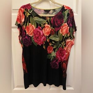 Ted Baker Black Top with Vibrant Floral Design